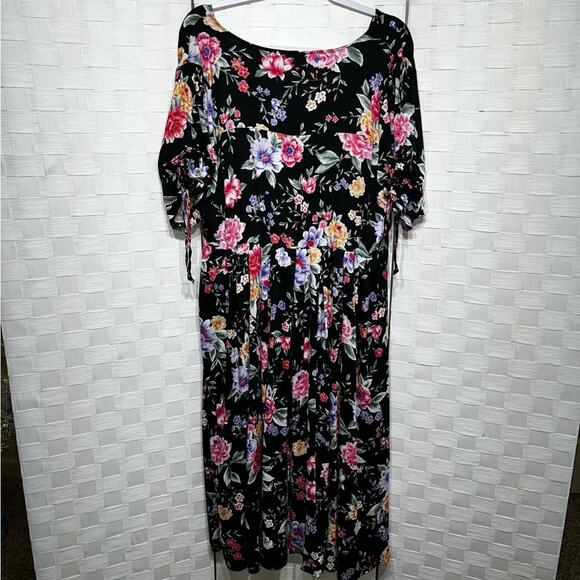 Torrid Women’s Floral Print Challis Short Sleeve Midi Dress Women’s Plus Size 1X - Picture 11 of 14